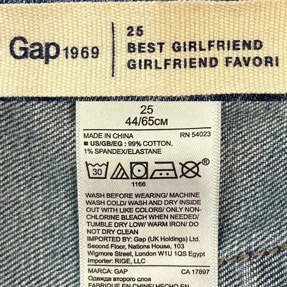 GAP Best Girlfriend Jeans Distressed Ankle Crop Boho Light Wash Blue Denim 25 - Picture 9 of 16
